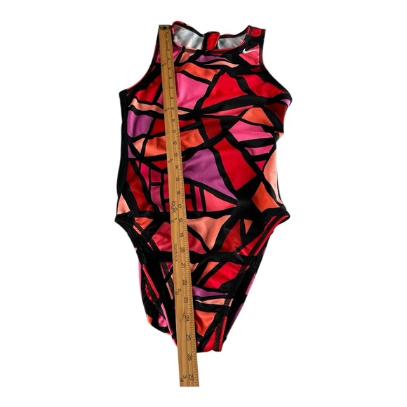 Nike Swim One Piece‎ Modern Cut Zip Back Multicolor Block Print Size 32/6 - Picture 6 of 12